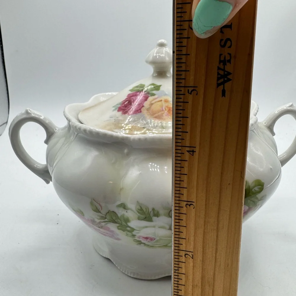 VINTAGE MADE IN ZGERMAN FLORAL LIDDED CANDY DISH